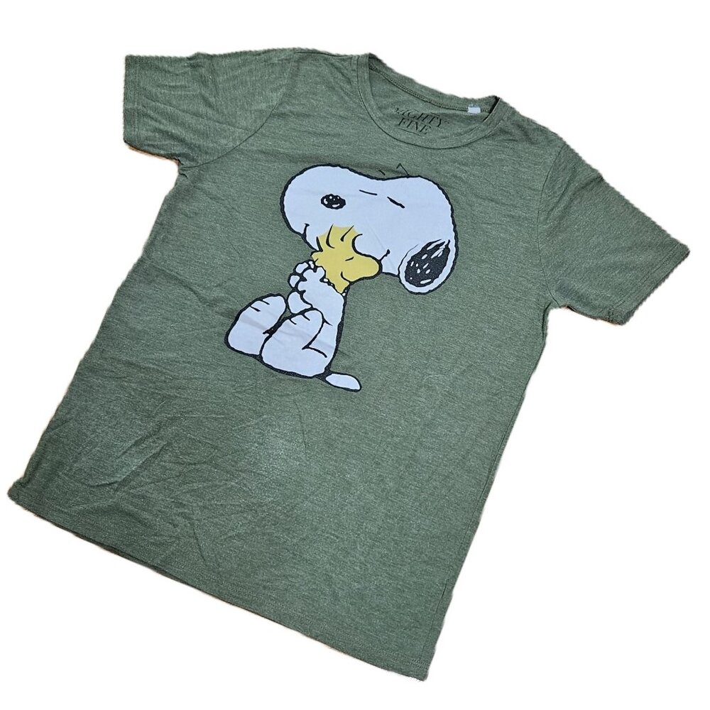 Women's Mighty Fine Peanuts Snoopy Woodstock Crew Neck Tee Shirt